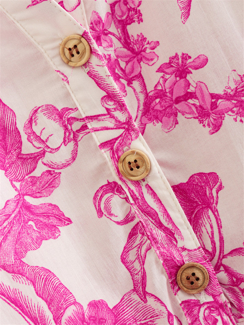 Pink Floral Long Sleeve Mini Dress